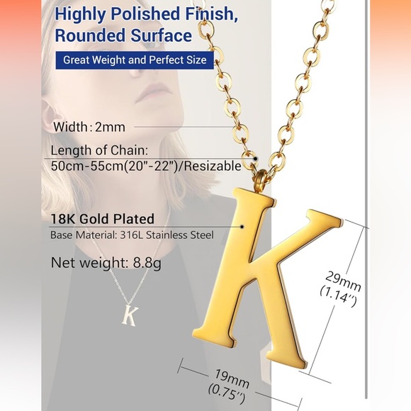 Women’s initial necklace - Picture 3 of 11